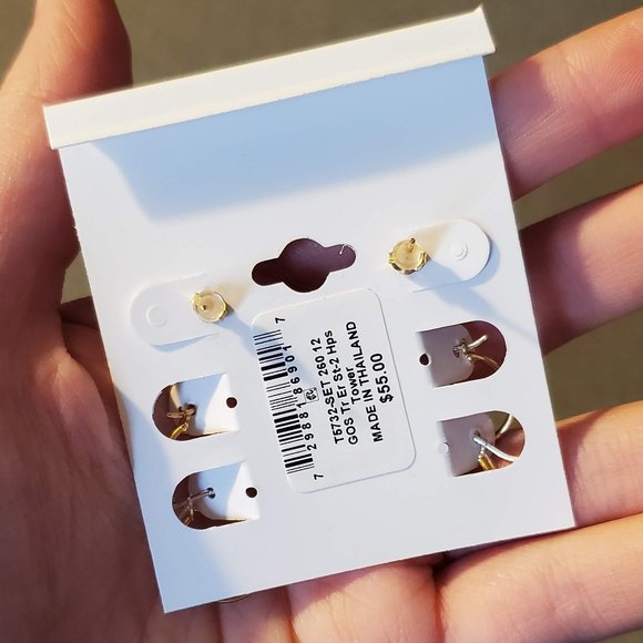 GIANI BERNINI 3PC. Set Small Hoop Ball Stud Earrings Sterling Silver & 18K Gold - Picture 8 of 8